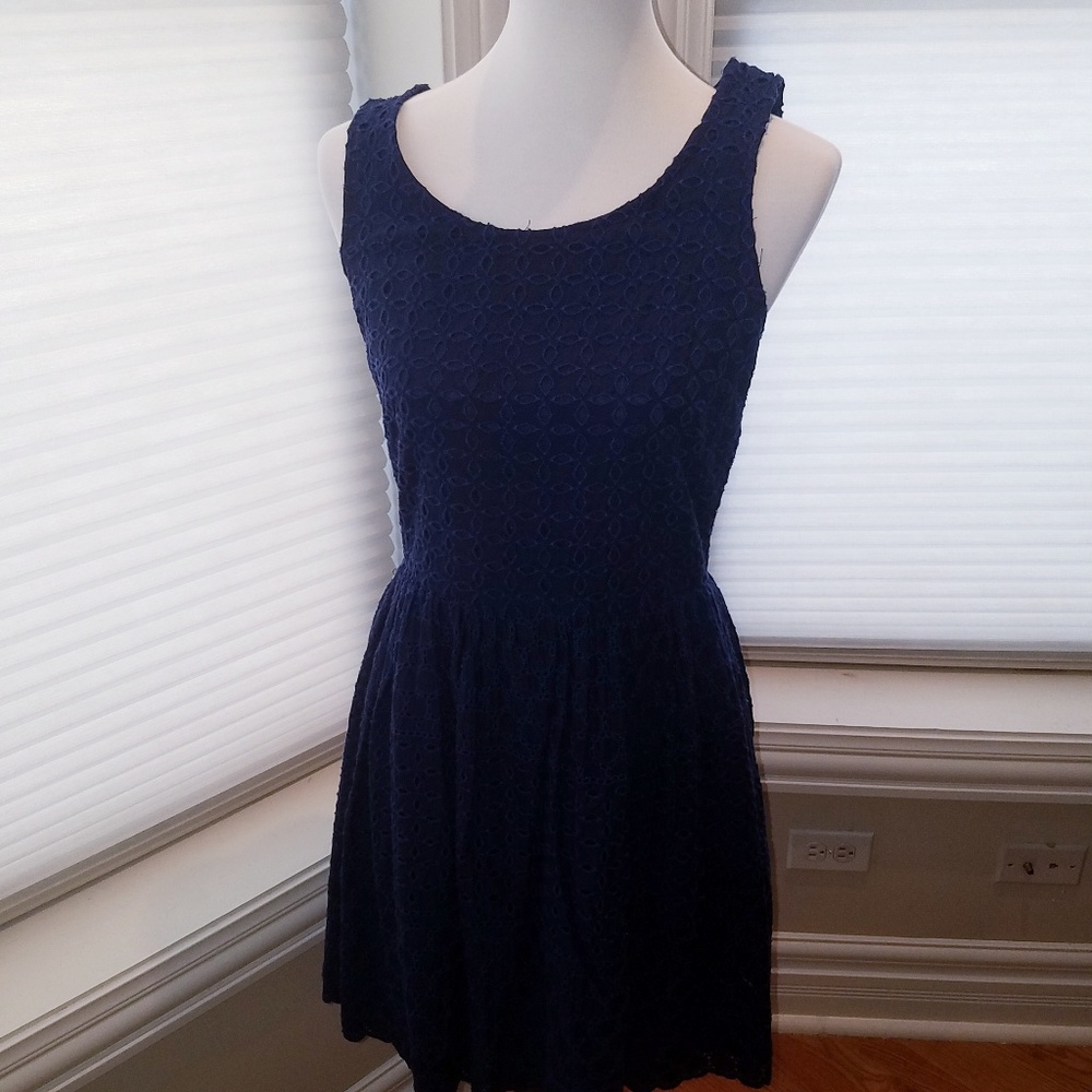 Navy Eyelet Dress